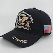  cappello ricamato per il 250° anniversario degli Stati Uniti, 1776-2026, aquila, statua della libertà &campana, cappello da baseball patriottico con toppa della bandiera americana semiquincentenario