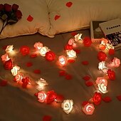abordables Tiras de Luces LED-Guirnalda de luces rosas de 1,5 m y 10 LED con pilas para bodas, fiestas, hogar, terrazas, San Valentín, Día de la Madre, cumpleaños, luces decorativas.