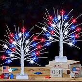  LED愛国心あふれるツリーライト。屋内外での使用に適しており、独立記念日、感謝祭、結婚式のお祝い、寝室や庭の装飾、部屋のアクセントに最適です。