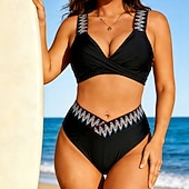 baratos Surfistas Tankinis &amp; Bikinis-Mulheres Maiô de duas peças Biquíni de cintura alta com franzidos Boho Elástico Sem Manga Roupa de Banho Surfe Praia Férias Verão