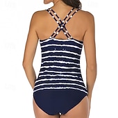tanie Tankini i bikini do surfingu-Damskie Strój kąpielowy Tankini 2-częściowa Drukowane Krótka noga Szybkie wysychanie Elastyczny Bez rękawów Kąpielówki Kostium kąpielowy Surfing Plaża Pływacki Lato
