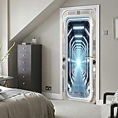 preiswerte Garage- und Türbanner-3D-Aufzugstür-Wandaufkleber, realistische optische Täuschung, selbstklebende, wasserfeste Vinyl-Abdeckung für modernes Homeoffice