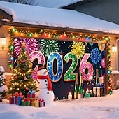 cheap Garage &amp; Door Banners-New Year Tapestry Garage Door Cover Large Hanging Backdrop Landscape Rustic Cottagecore 3D Party Outdoor Shooting Backgrounds Front Door Home Decor