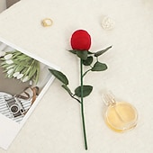 cheap Event &amp; Party Supplies-1PC Flocked Rose Ring Box Long Root Rose Creative Red Rose Flower Ring Display Box Proposal Engagement Anniversary Romantic Gift Box Wedding Jewelry Display Storage