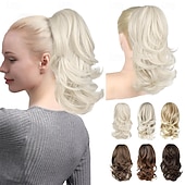 economico Code-Extension per coda di cavallo - Extension per coda di cavallo con clip a artiglio da 14" - Extension per capelli sintetici morbidi e naturali, ondulati e a strati per donna - platino