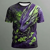  Blue Dragon 3D All Over Print T Shirt Men Short Sleeve Fantasy Graphic Tee Mythical Forest Summer Top Clothing Apparel S M L XL XXL XXXL