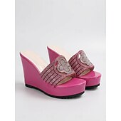 preiswerte Frauen-Rosa Keilsandalen für Damen mit Strassverzierungen – stilvolles Schuhwerk für Insel- und Kreuzfahrturlaube