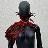 economico Accessori-Accessori Samba Carnevale 2026 Rio Carnevale Mantello Stola Piume Bianche Donna con Collo Alto Costume per Festival in Brasile