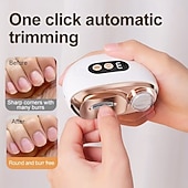 Недорогие Личный уход и здоровье-Умные электрические кусачки для ногтей 2-в-1: полировщик и триммер для ногтей, заряжаются через USB, литий-полимерный аккумулятор 500 мАч, с функциями защиты от порезов, шлифовки и подсветки,