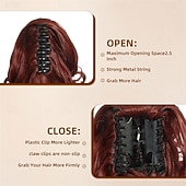 economico Code-Extension per coda di cavallo rossa, extension per coda di cavallo con clip a artiglio da 9 pollici, pezzi di capelli per coda di cavallo ondulata sintetica morbida naturale per donne