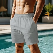 cheap Casual Shorts-Men's Waffle Waffle Shorts Shorts Casual Shorts Plain Textured Plain Solid Quick Dry Knee Length Casual Outdoor Beach Vacation Fashion Blue Black Micro-elastic
