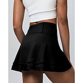 cheap Women's Skirts &amp; Skorts-Women's Solid Colored Casual Skirt Tennis Skirts Tennis Dress Sport Skirt Ruched Elastic Waist Breathable Tennis Running Fitness Skirt Dark Grey Black White Tennis Clothing