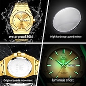 levne Quartz hodinky-OLEVS Muži Křemenný Minimalistický Módní Hodinky na běžné nošení Obchodní Svítící Kalendář Datum týden VODĚODOLNÝ Ocel Hodinky