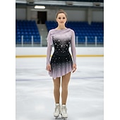 tanie Suknie do łyżwiarstwa figurowego-Sukienka łyżwiarska Damskie Dla dziewczynek Bruslení Sukienka Brudny róż Niejednolita całość Otwórz Wróć Siateczka Wysoka elastyczność Szkolenie Zawody Odzież łyżwiarska Klasyczny Kryształ / Kryszta