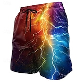 ieftine Imprimare geometrică-Bărbați Fulger Culoare gradient Strălucire neon Boxeri înot Pantaloni Scurți de Înot Pantaloni Scurti Talie medie Casual În aer liber Vacanță Zilnice Buzunare laterale Căptușeală din plasă Talie