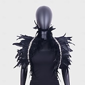 abordables Accessoires-Carnaval 2026 Accessoires de Carnaval de Rio Samba Épaulières Femme Plumes Rouges avec Bord en Strass Costume de Performance Festival Brésilien