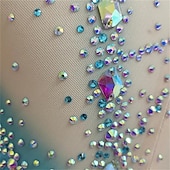 halpa Taitoluistelupuvut-Fleecetakki taitoluisteluun Taitoluistelupuku Naisten Luistimet Hameet Järvensininen Tilkkutäkki Peukalonreikä Elastinen Kouluts Kilpailu Luisteluasu Klassinen Kristalli / Strassi Pitkähihainen