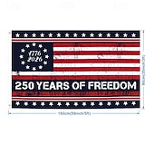 abordables EE. UU. 250.-Bandera de Estados Unidos conmemorativa del 250 aniversario, decoración de ambiente de patio, decoración patriótica, bandera de jardín al aire libre.