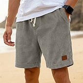 baratos Calções Estilo Casual-Homens Shorts de verão Shorts de praia Shorts casuais Shorts de veludo cotelê Com Cordão Cintura elástica Côr Sólida Conforto Respirável Comprimento do joelho Diário Ao ar livre Feriado Férias Moda