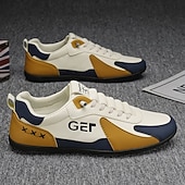 levne Pohodlné šněrovací boty-Pánské černo-béžové golfové tenisky, sportovní a pohodlné, ideální na golfová hřiště a aktivní pobyty