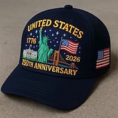  Gorra de béisbol bordada conmemorativa del 250 aniversario de Estados Unidos, Estatua de la Libertad &Banderas estadounidenses, gorra conmemorativa del Día de la Independencia