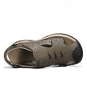 ieftine sandale de exterior-Sandale bărbătești kaki pentru exterior, protecție cu vârful închis, sistem de ajustare, stil ușor și confortabil pentru drumeții, camping și purtare zilnică