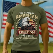billige Herrekolleksjon-Patriotisk T-skjorte Grafisk T-skjorte Ørn Amerikansk flagg Retro / vintage Patriotisk T-skjorte 1776–2026 til Herre Voksne 3D-utskrift for Uavhengighetsdag 4. juli