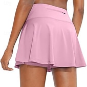 abordables Jupes et skorts pour femmes-Femmes Couleur Unie Jupe décontractée Jupe-short de tennis Jupes de tennis avec shorts Avec Poches Séchage Rapide Respirant Course Fitness Yoga Jupe Jupe-short Blanche Noir Rose Vêtements de tennis