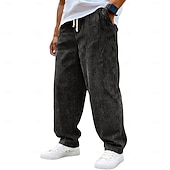 voordelige casual broek-Voor heren Broek Corduroybroek Wijde broek Vrijetijdsbroek Trekkoord Elastische taille Effen Comfort Ademend Volledige lengte Casual Dagelijks Buiten Modieus Streetwear blauw Zwart Micro-elastisch