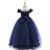 ieftine Rochițele pentru fetița cu flori-Copii Fete Rochie de petrecere Culoare solidă Fără manșon Ocazie specială Zi de Naștere Prințesă Dulce Poliester Maxi Rochie de petrecere Vară Primăvară 4-13 ani Șampaniu Roz Îmbujorat Roșu Vin