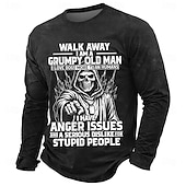  Per uomo Gergo divertente Maglietta Manica Lunga maglietta Stampa 3D Girocollo Camicia Moda Quotidiano Essenziale Casuale Quotidiano Streetwear Blu Nero Verde Estate Primavera Abbigliamento S M L XL