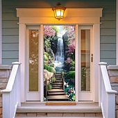 abordables Bannières de Garage et de Porte-Bannière 3D représentant une vieille ruelle, des escaliers en pierre, une vue de rue méditerranéenne, un rideau de porte réaliste et pittoresque, idéal pour la décoration de votre porte d'entrée.