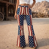 Χαμηλού Κόστους Κάτω-250ή Επέτειος ΗΠΑ Ρετρό / Βίντατζ Δεκαετία '70 Παντελόνια Παντελόνι με καμπάνα Χίπισσα Ντίσκο Ψηλή Μέση Φανταχτερή Φόρεμα Γυναικεία Μασκάρεμα 4η Ιουλίου Πάρτι Ημέρα της ανεξαρτησίας Ενηλίκων