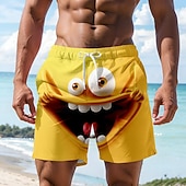 abordables Rétro Vintage &amp; Éthique-Homme Illusion d'optique Dessin Animé 3D Visage Souriant Maillots de bain Shorts de bain Shorts de Surf Taille Moyenne Hawaïen Drôle Vacances à la Plage Poches Latérales doublure en maille Taille