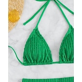 levne Surfovací tankiny a bikiny-Dámské Bikinové sety 2 ks Plavky Jednobarevné Ochrana proti UV záření Elastický Bez rukávů Plavky Surfování Potápění Plavání Léto