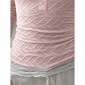  Women's Blouse Lace Patchwork Buttons Solid Color Stylish Casual Long Sleeve U Neck Regular Tops Daily Pink Spring Fall