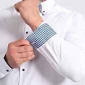 preiswerte Bügelfreie Herrenhemden-Herren Hemd Kleidhemd Bügelfreies Hemd Knopfhemd Farbblock Lässig Täglich Wein Langarm Umlegekragen Ganzjahres Bekleidung Patchwork