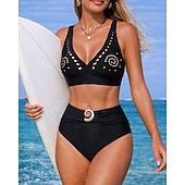 Χαμηλού Κόστους Surfing Tankinis και Bikinis-Γυναικεία Σετ μπικίνι Μαγιό 2 τεμάχια Μονόχρωμο Κουμπώσου Προστασία UV Ελαστικό Αμάνικο Μαγιό Σέρφινγκ Καταδύσεις Κολύμβηση Καλοκαίρι