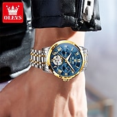 levne Mechanické hodinky-Nové pánské business hodinky značky Olevs s luminiscenčním displejem, věčným kalendářem a týdenním zobrazením. Plně mechanické hodinky s dutým rotorem pro běžné nošení, voděodolné, vhodné pro sport.