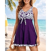 Недорогие Серфинг Танкини и Бикини-Жен. Купальный костюм Танкини 2 предм. Абстракция УФ-защита Эластичный Без рукавов Купальники Купальник Серфинг Дайвинг Плавание Лето