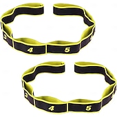 billige Husholdningsartikler-2 stk. treningsmotstandsbånd for tøying og yoga, tallstretchmotstandsbånd med tydelige markeringer, 8-seksjoners elastiske treningsbånd for tøying og forming av hele kroppen