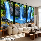 abordables Tapices de pared-Tapiz de lago con vista de ventana en 3D, paisaje natural y forestal, colgante de pared, mural de paisaje de ventana falsa para sala de estar, sala de yoga, espacio de meditación