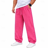 abordables pantalons décontractés-SoftFade™ Pantalons pour Hommes 100 % Coton Pantalons Amples Pantalons Décontractés Pantalons Lavés À L'Acide À Cordon Élastique Taille Droite Longueur Complète Quotidien Mode De Vacances Streetwear