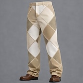 abordables pantalon habillé imprimé en 3D pour homme-Homme Bloc de Couleur Patchwork Argyle Pantalons Dress Pants works Pantalons de Costume Taille Moyenne Occasionnel Extérieur Tenue Quotidienne Pantalon habillé coupe décontractée à devant plat avec