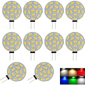 olcso Kéttűs LED-es izzók-G4 LED izzó, fehér/piros/kék/zöld színű kéttűs LED korong, JC oldalsó érintkezővel, 12V-24V AC/DC alacsony feszültség, CRI 85, 350 lumen 10 db