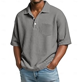 Χαμηλού Κόστους Κλασικό Πόλο Ανδρών-Ανδρικά Πουκάμισο γκολφ Μπλουζάκι πόλο με πλέξη βάφλα Causal Επιχείρηση Κλασσικά Κοντομάνικο Μοντέρνα Συμπαγές Χρώμα Σκέτο Κουμπιά Καλοκαίρι Άνοιξη Όλες οι εποχές Κανονικό