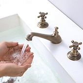 abordables Robinets de lavabo-Robinet de lavabo - Séparé Électroplaqué Diffusion large Deux poignées trois trousBath Taps