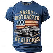  Vatertagsgeschenk für Oldtimer-Fans: Klassisches Muscle-Car, Vintage-T-Shirt mit US-Flagge, grün, Größen S, M, L, XL, XXL, XXXL