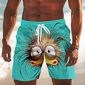  Ανδρικά Κινούμενα σχέδια Αστείος Πάπια Μαγιό Βερμούδα Σορτσάκια Κολύμβησης Σορτς παραλίας Μεσαία Μέση Χαβανέζα Διακοπές στην παραλία Πλαϊνές τσέπες Διχτυωτή επένδυση Ελαστική μέση με κορδόνι