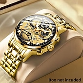 Недорогие Кварцевые часы-Новые многофункциональные мужские часы, роскошные кварцевые часы для мужчин, светящийся в темноте дисплей, скелетонизированный дизайн циферблата, точное измерение времени, подходят для повседневного